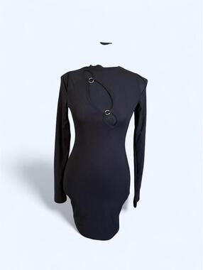 Oh Polly black bodycon mini dress 🖤 long sleeve fitted going out size 4